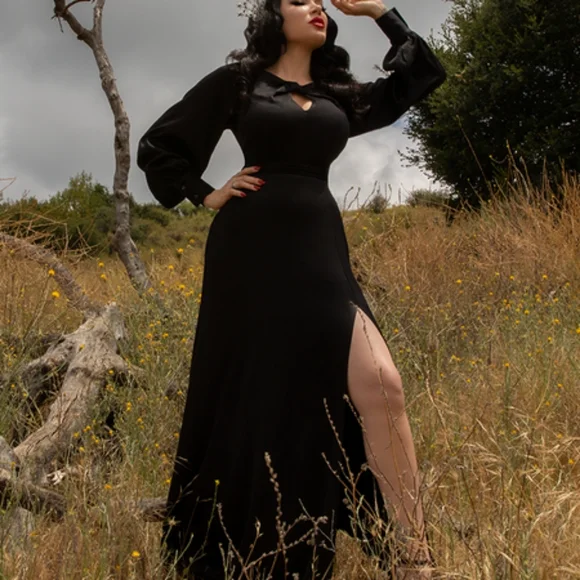 La Femme En Noir Opera Satin Gown Black M - Picture 2 of 3